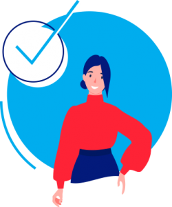 A smiling person and a ticked off checkbox | Brosandi manneskja og merktur atkvæðareitur