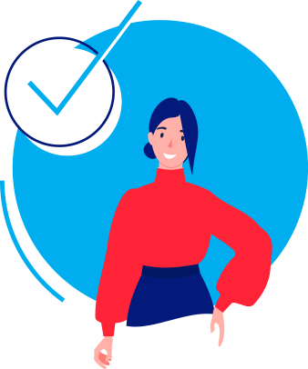 A smiling person and a ticked off checkbox | Brosandi manneskja og merktur atkvæðareitur