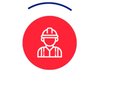 Drawing of a worker with a worker's helmet on | Teikning af verkamanni eða -konu með vinnuhjálm