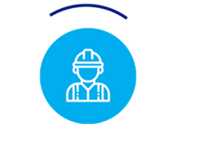 Drawing of a worker with a worker's helmet on | Teikning af verkamanni eða -konu með vinnuhjálm